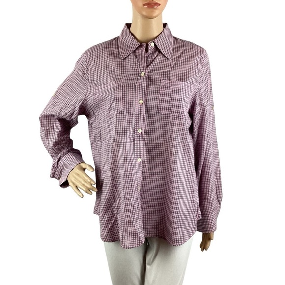 Lauren Jeans Co Ralph Lauren Petite Pink Plaid Button Down Shirt 100% Cotton PL - Picture 1 of 6